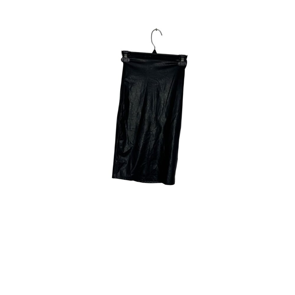 Commando Faux Leather Black Pencil Skirt Womens Size S Stretch Elastic Waist